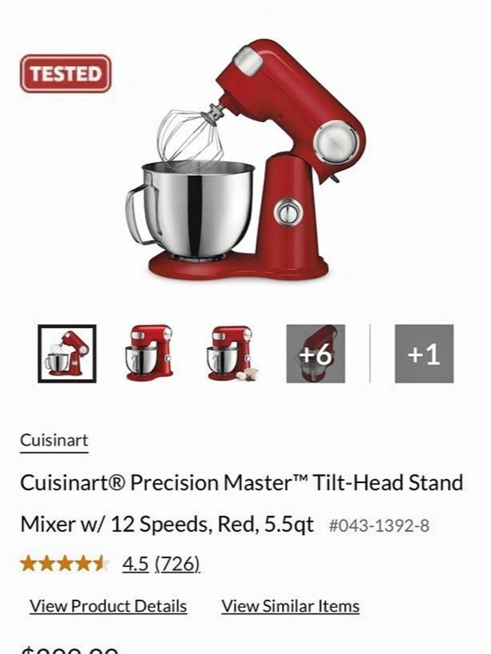 Cuisinart Precision Master 5.5-Quart Tilt-Head Stand Mixer Red 5.5-Qt Stand